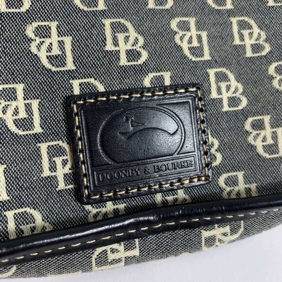 Dooney Bourke Black/Ivory Leather Trim Pouch Bag Wristlet Duck Logo EUC - Picture 3 of 10